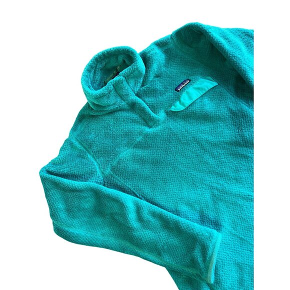 Patagonia Womens L Fleece Pullover Jacket Turquoise 1/4 button pullover - Picture 1 of 9